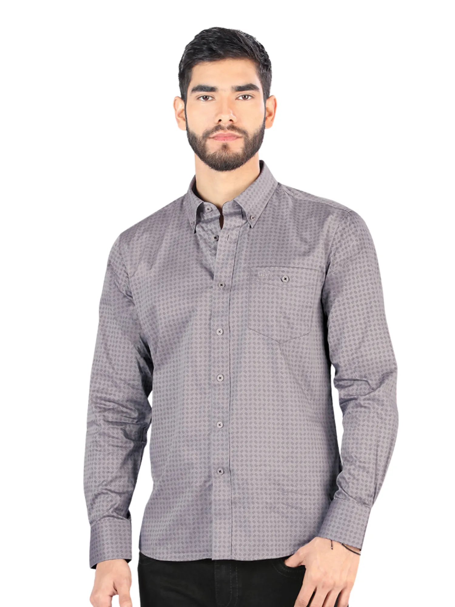 Camisa Casual Manga Larga Estampada para Hombre 'Montero' - ID: 0785