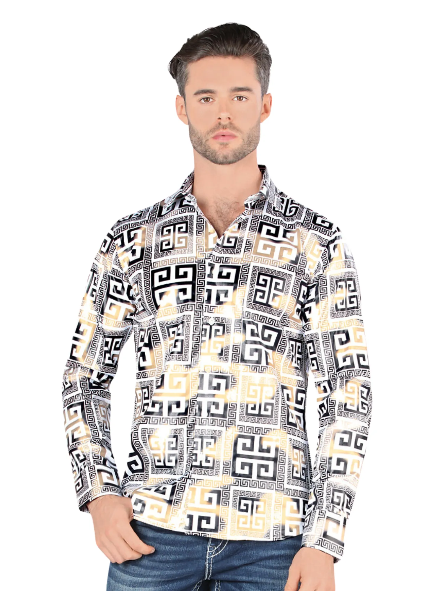 Camisa Casual Manga Larga Estampada para Hombre 'Montero' - ID: 0799
