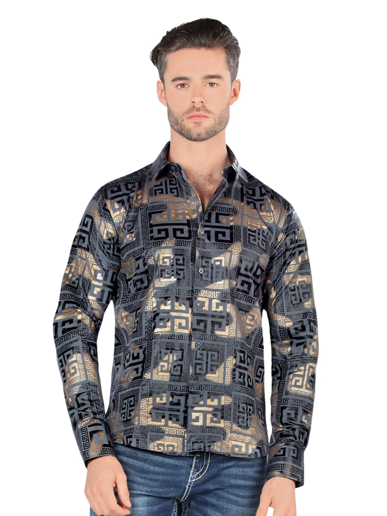 Camisa Casual Manga Larga Estampada para Hombre 'Montero' - ID: 0799
