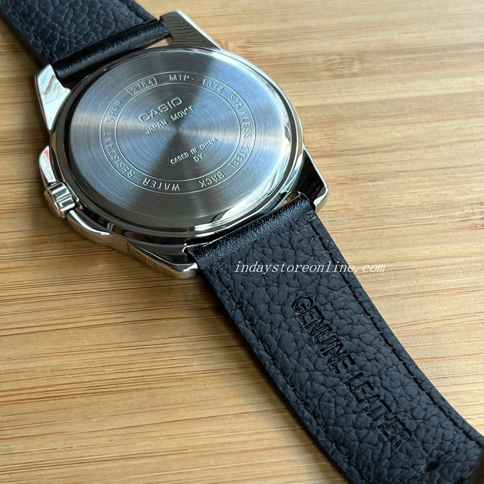 Casio Fashion Men's Watch MTP-1314L-8A Mineral Glass Genuine Leather Band