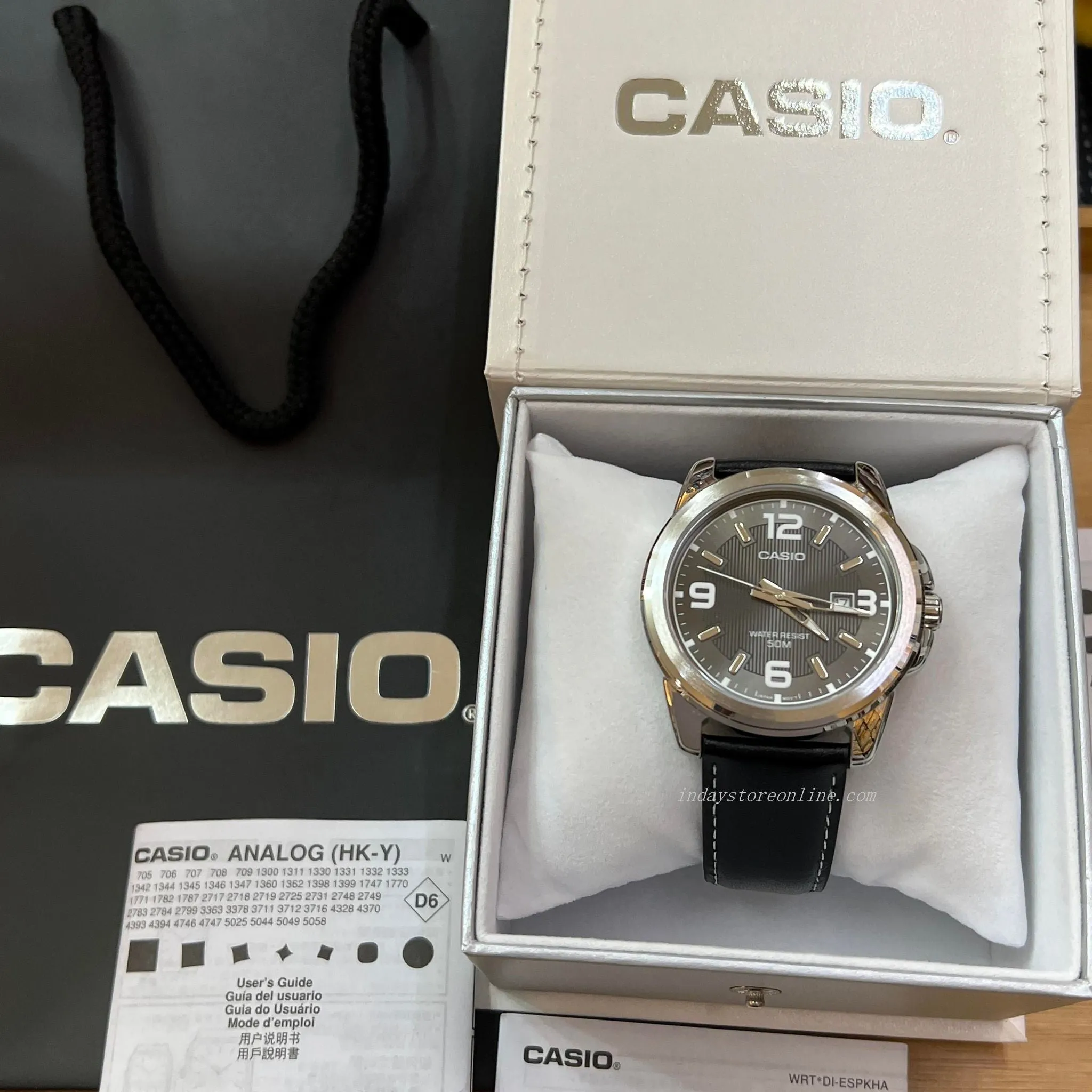 Casio Fashion Men's Watch MTP-1314L-8A Mineral Glass Genuine Leather Band