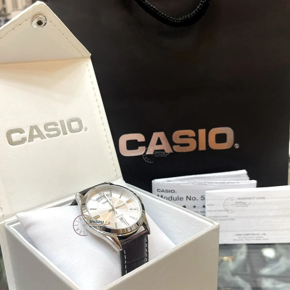 Casio Fashion Men's Watch MTP-1381L-7A Genuine Leather Band Mineral Glass