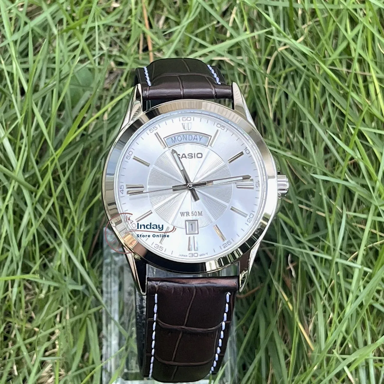 Casio Fashion Men's Watch MTP-1381L-7A Genuine Leather Band Mineral Glass