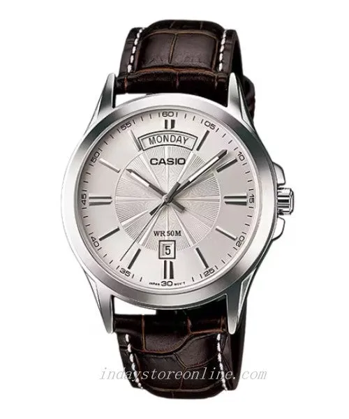 Casio Fashion Men's Watch MTP-1381L-7A Genuine Leather Band Mineral Glass