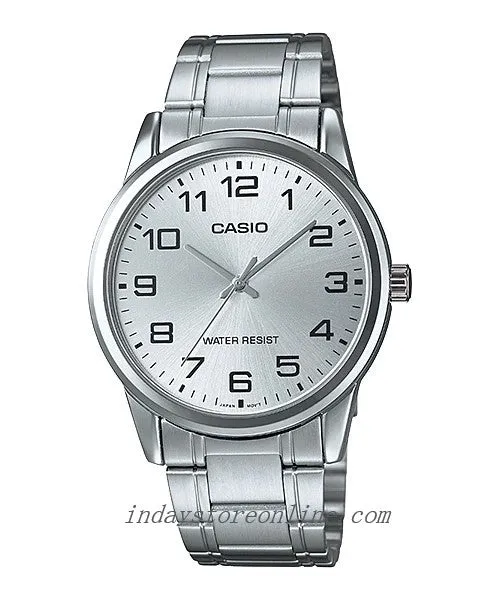Casio Fashion Men's Watch MTP-V001D-7B Silver Plated Stainless Steel Strap Mineral Glass