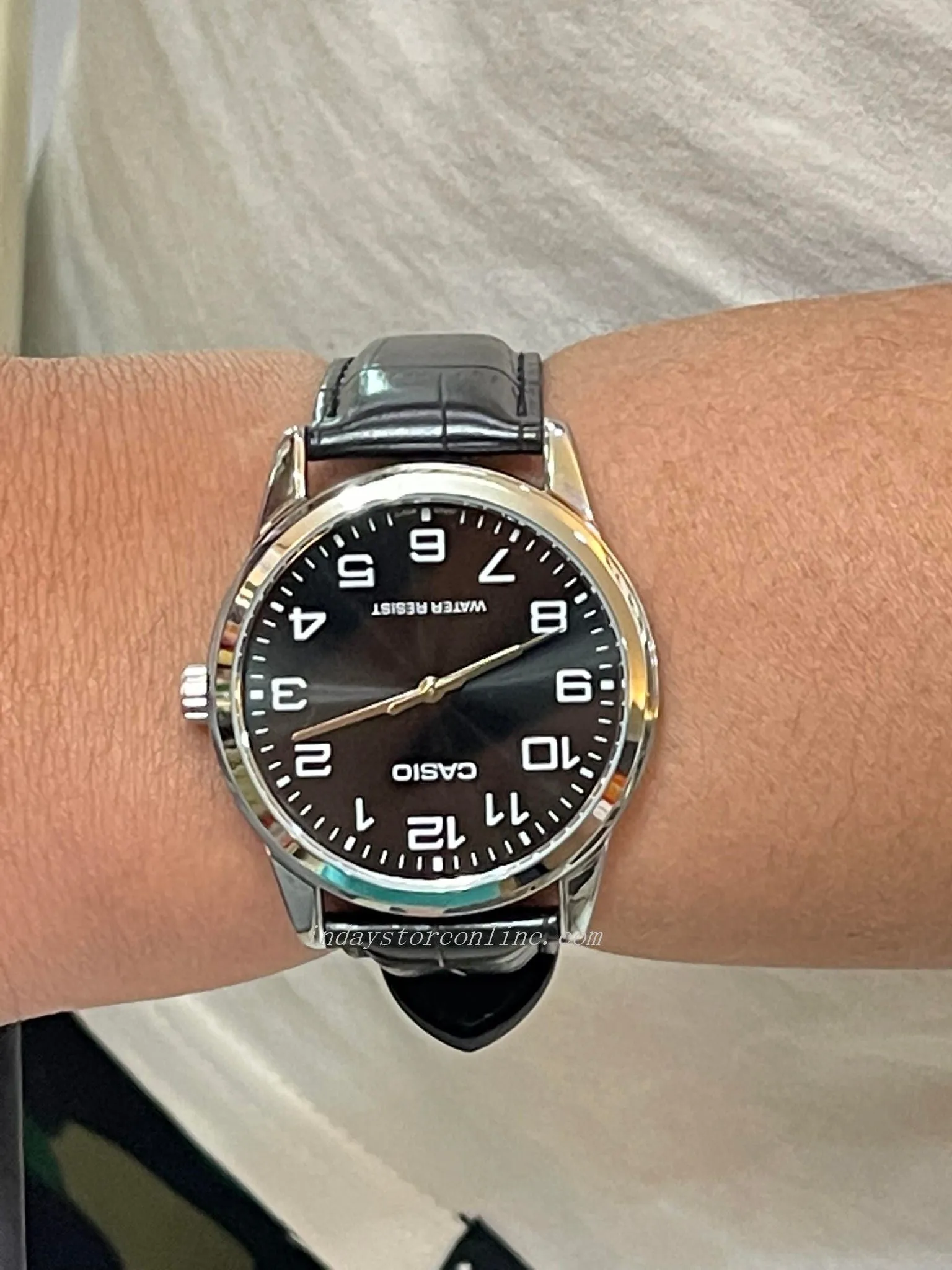 Casio Standard Men's Watch MTP-V001L-1B Black Leather Strap Mineral Glass