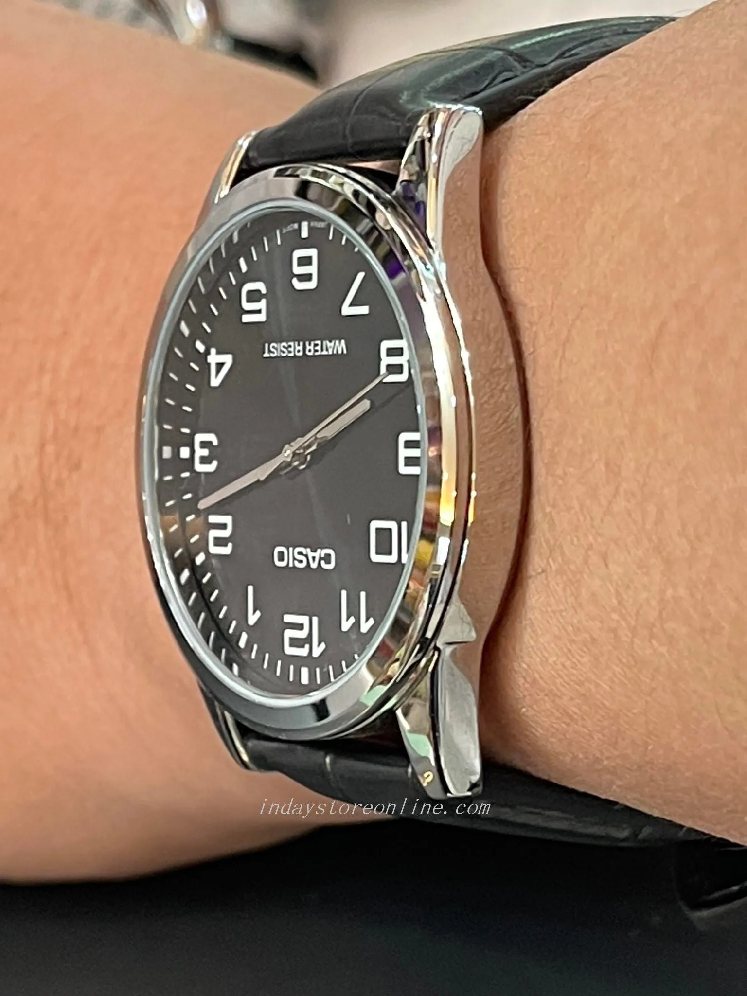 Casio Standard Men's Watch MTP-V001L-1B Black Leather Strap Mineral Glass