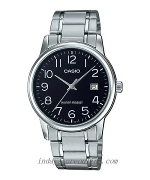 Casio Standard Men's Watch MTP-V002D-1B Analog Stainless Steel Band Triple-fold Clasp Mineral Glass