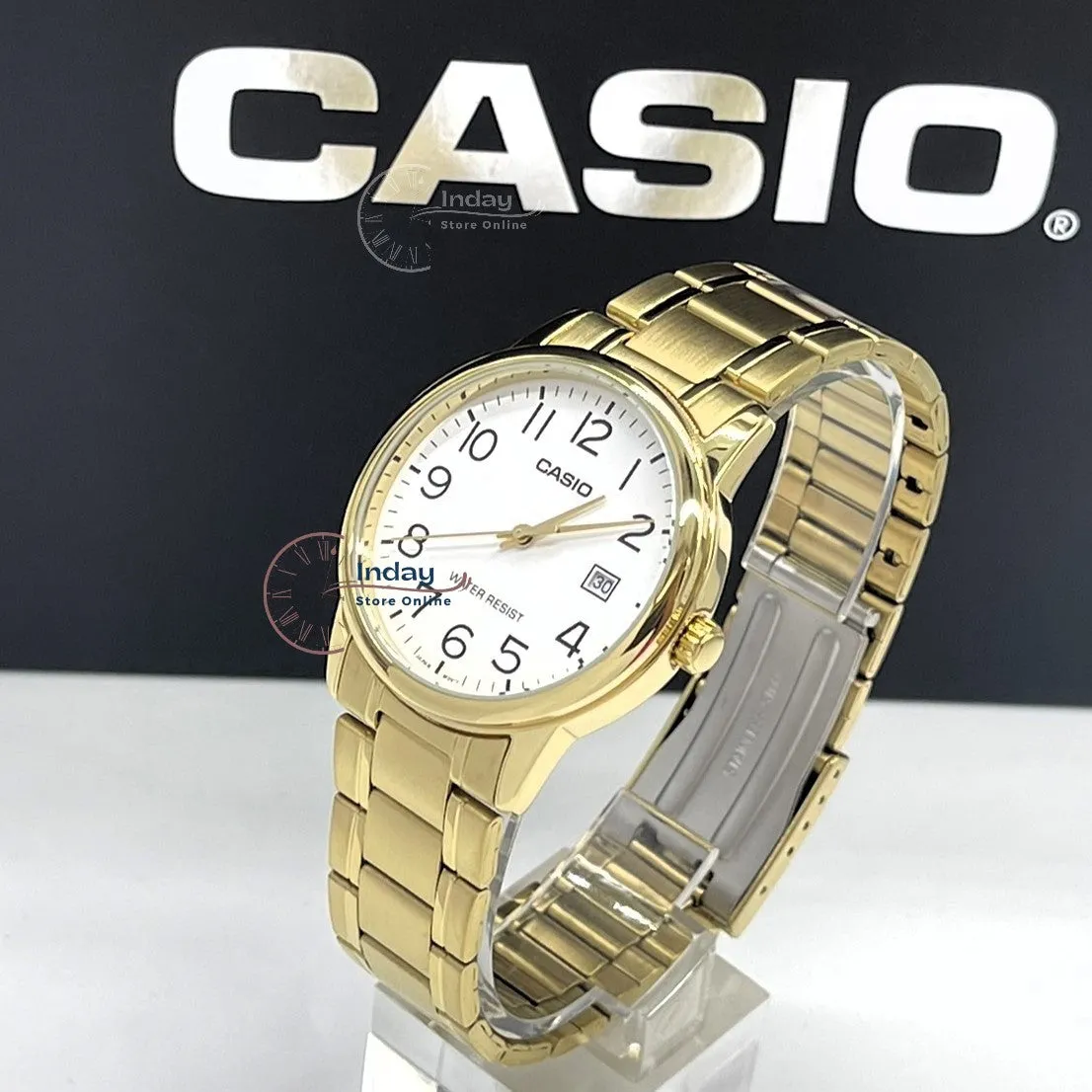 Casio Standard Men's Watch MTP-V002G-7B2 Analog Gold Plated Stainless Steel Band Triple-fold Clasp Mineral Glass
