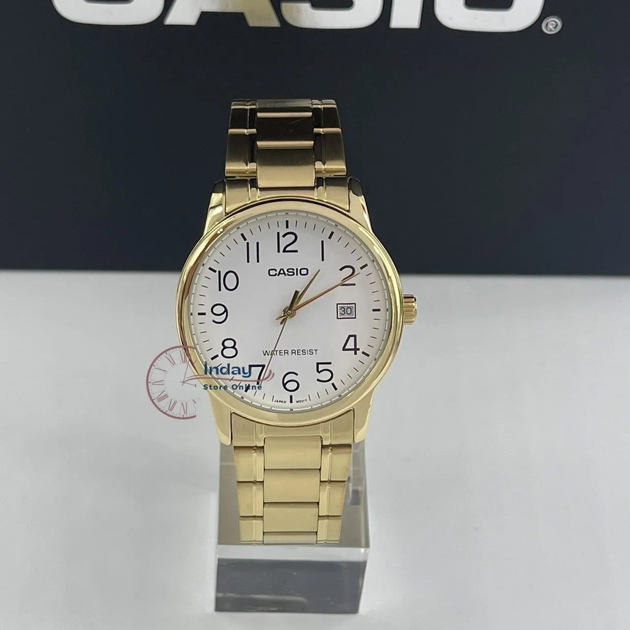 Casio Standard Men's Watch MTP-V002G-7B2 Analog Gold Plated Stainless Steel Band Triple-fold Clasp Mineral Glass