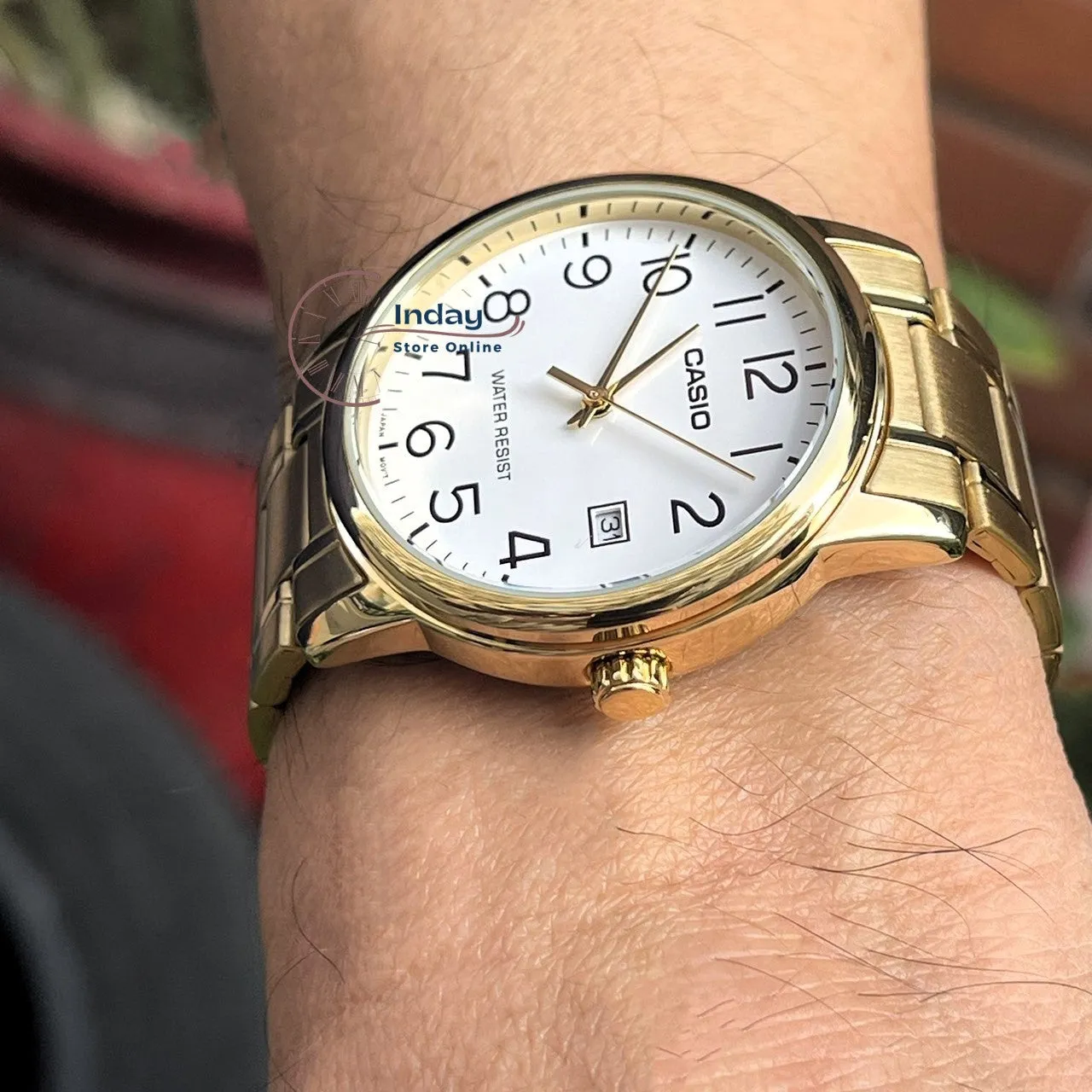 Casio Standard Men's Watch MTP-V002G-7B2 Analog Gold Plated Stainless Steel Band Triple-fold Clasp Mineral Glass