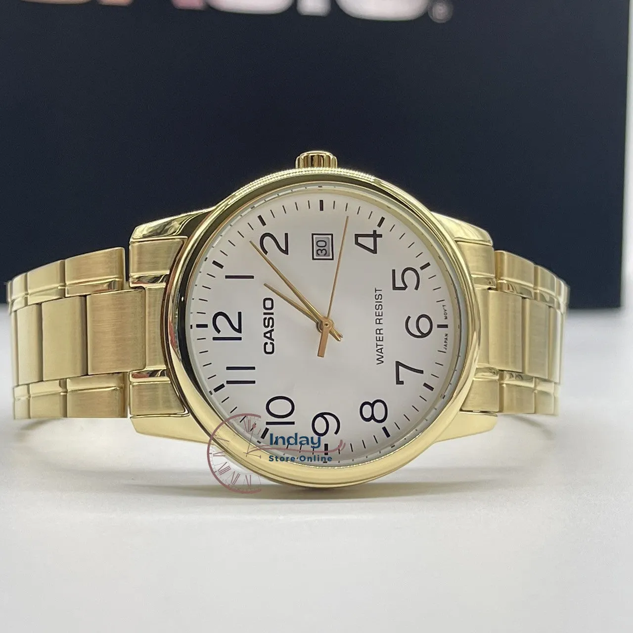 Casio Standard Men's Watch MTP-V002G-7B2 Analog Gold Plated Stainless Steel Band Triple-fold Clasp Mineral Glass