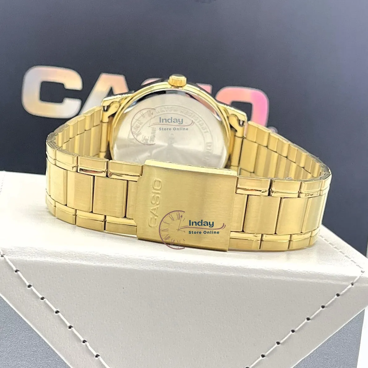 Casio Standard Men's Watch MTP-V002G-7B2 Analog Gold Plated Stainless Steel Band Triple-fold Clasp Mineral Glass