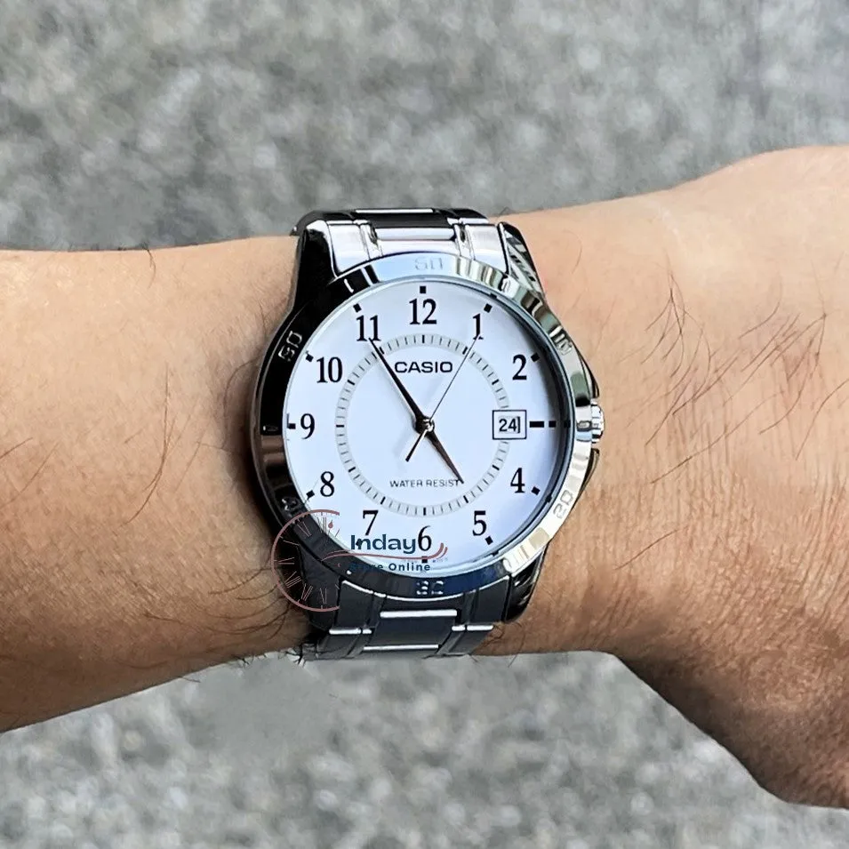 Casio Standard Men's Watch MTP-V004D-7B Silver Plated Stainless Steel Strap Mineral Glass