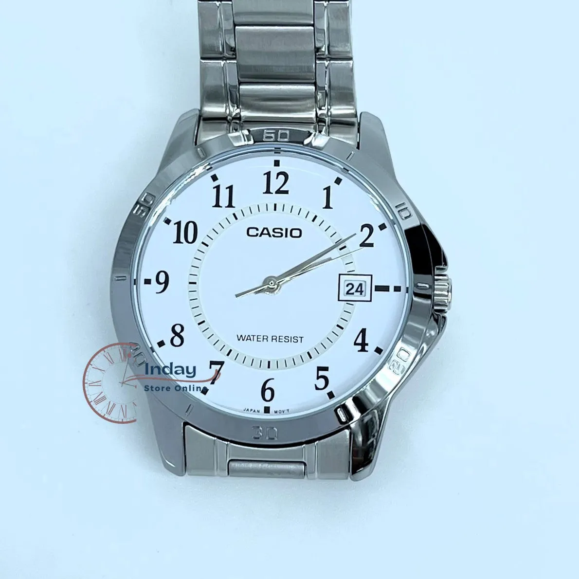Casio Standard Men's Watch MTP-V004D-7B Silver Plated Stainless Steel Strap Mineral Glass