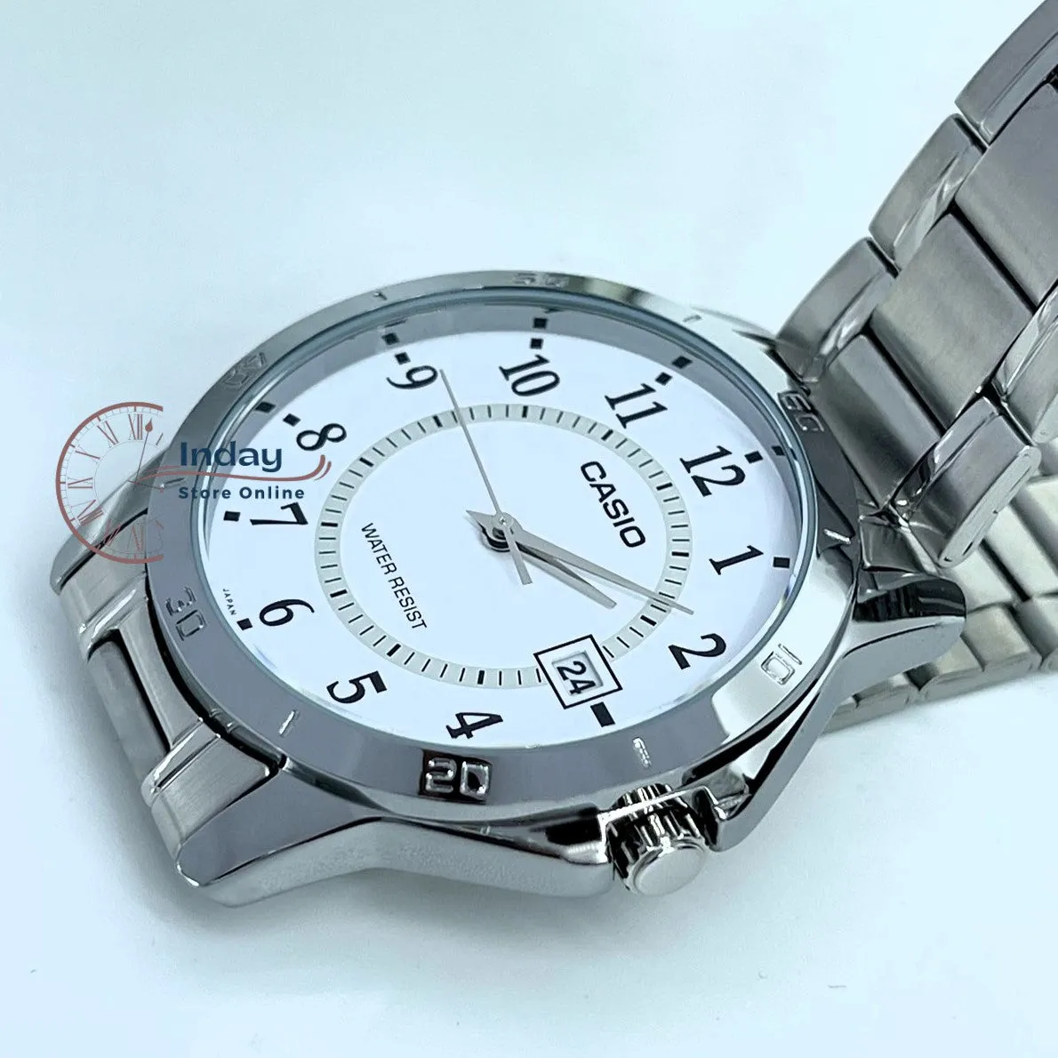 Casio Standard Men's Watch MTP-V004D-7B Silver Plated Stainless Steel Strap Mineral Glass