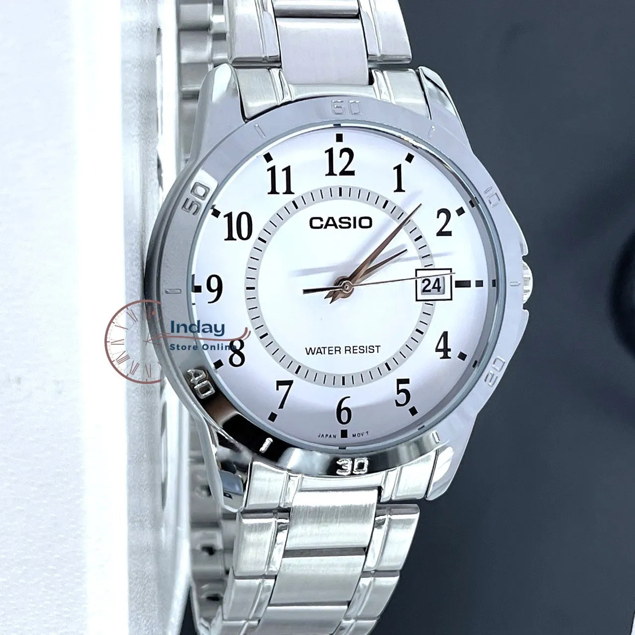 Casio Standard Men's Watch MTP-V004D-7B Silver Plated Stainless Steel Strap Mineral Glass