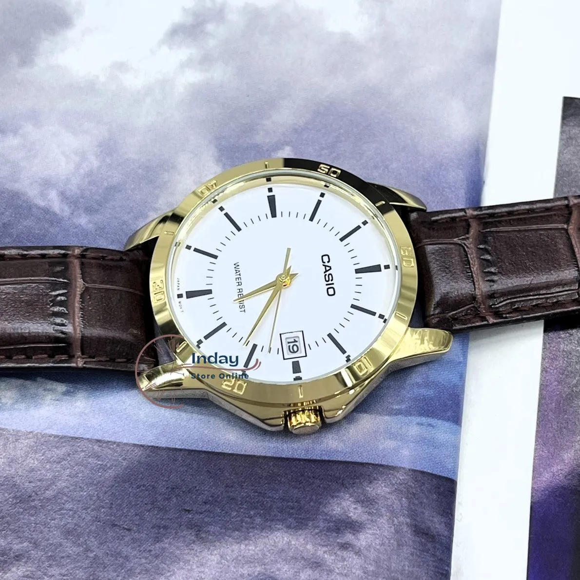 Casio Standard Men's Watch MTP-V004GL-7A Brown Leather Strap Mineral Glass