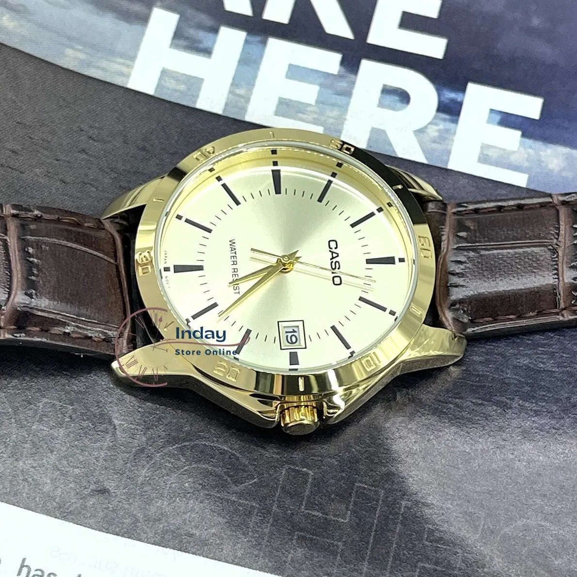 Casio Standard Men's Watch MTP-V004GL-9A Brown Leather Strap Mineral Glass