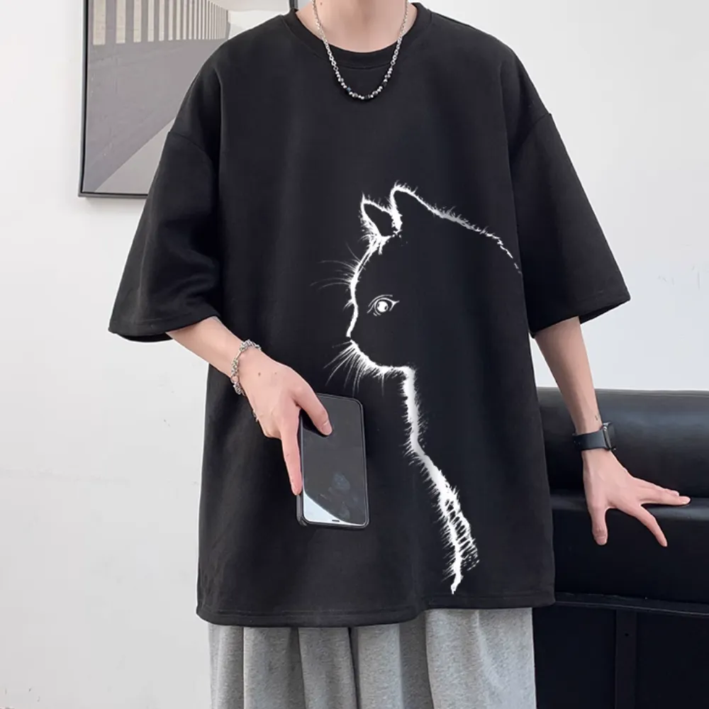 Casual Cute Cat Suede T-Shirt