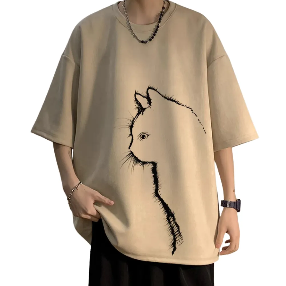 Casual Cute Cat Suede T-Shirt