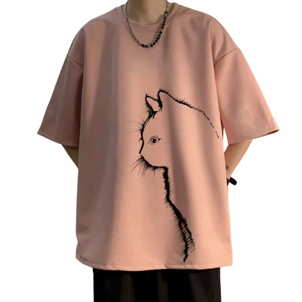 Casual Cute Cat Suede T-Shirt