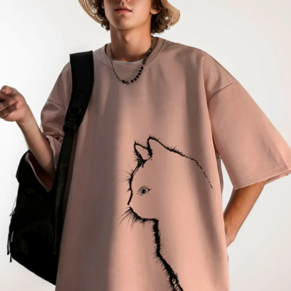 Casual Cute Cat Suede T-Shirt