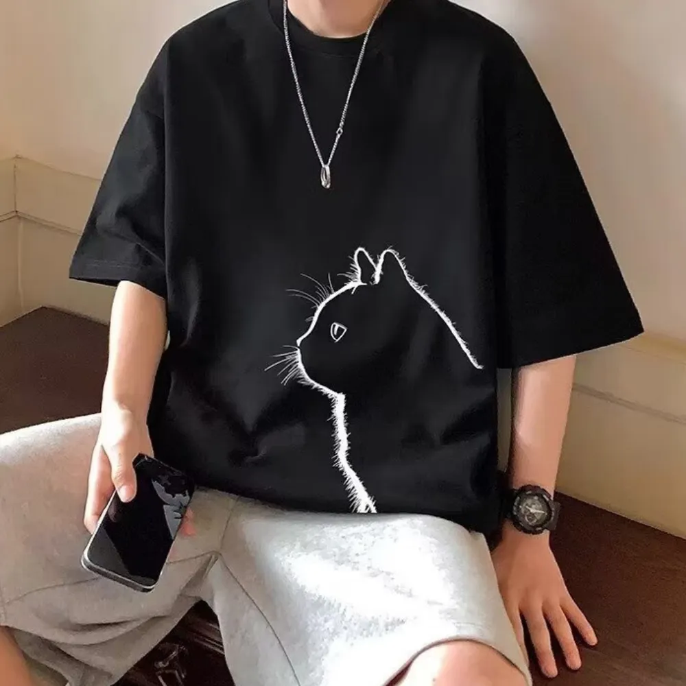 Casual Cute Cat Suede T-Shirt