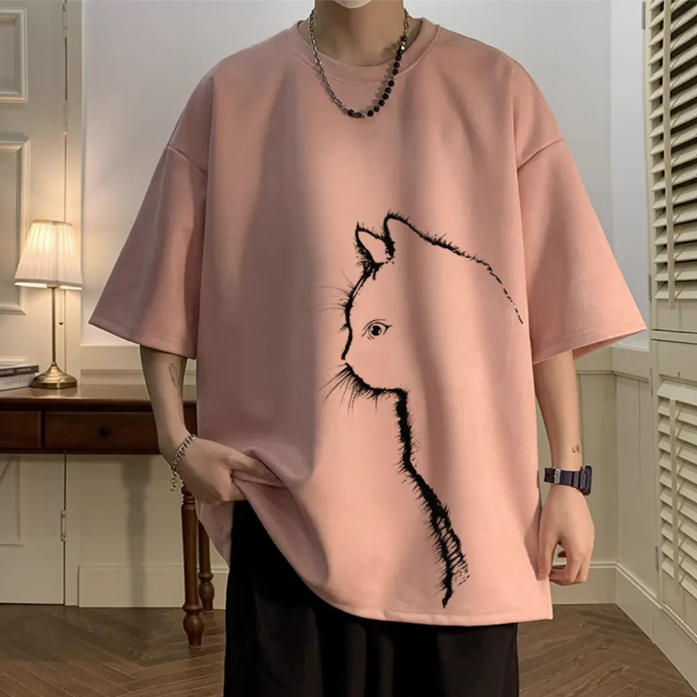 Casual Cute Cat Suede T-Shirt