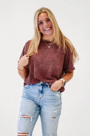 Casual Retro Tee in Cabernet