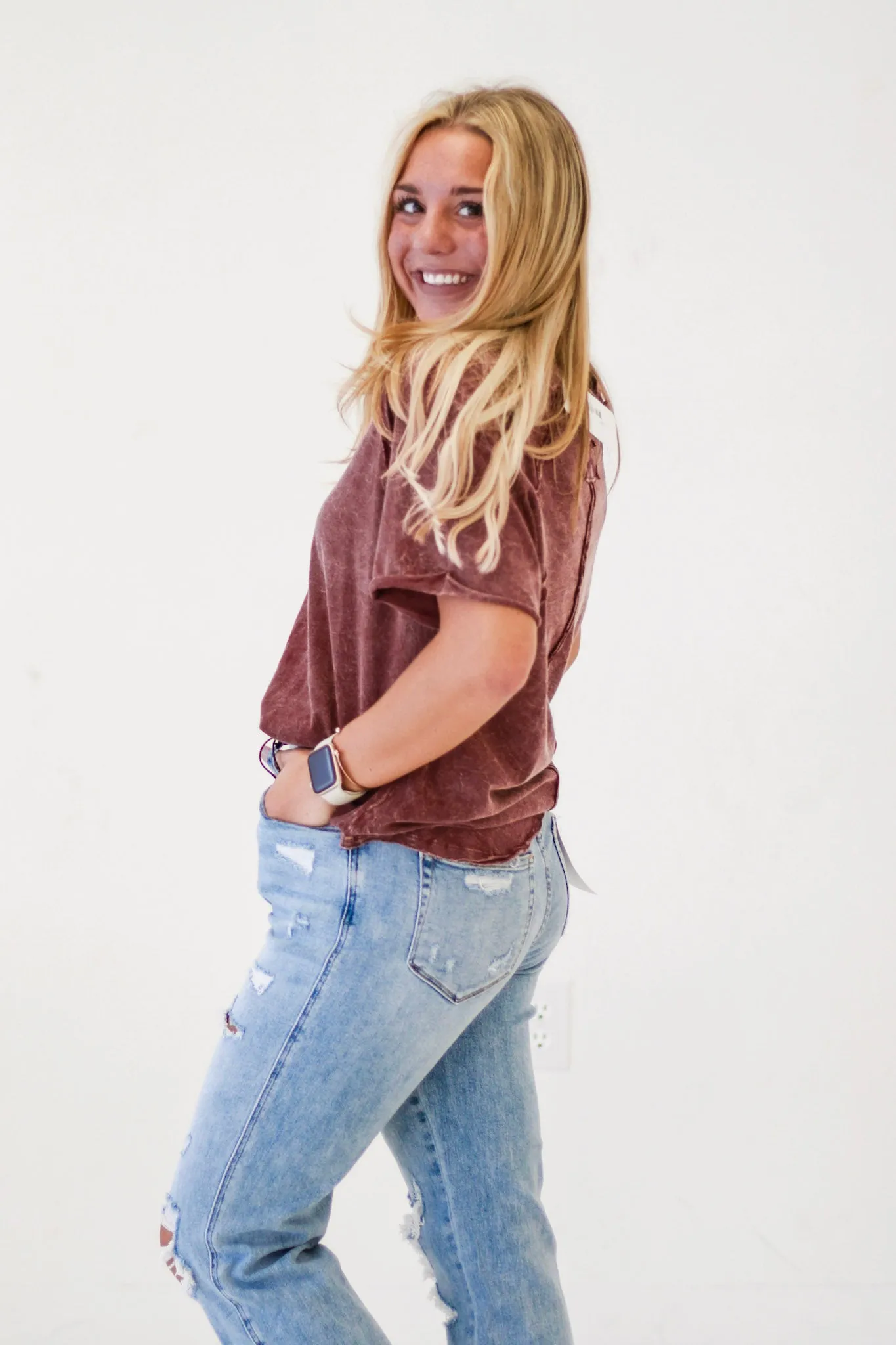 Casual Retro Tee in Cabernet
