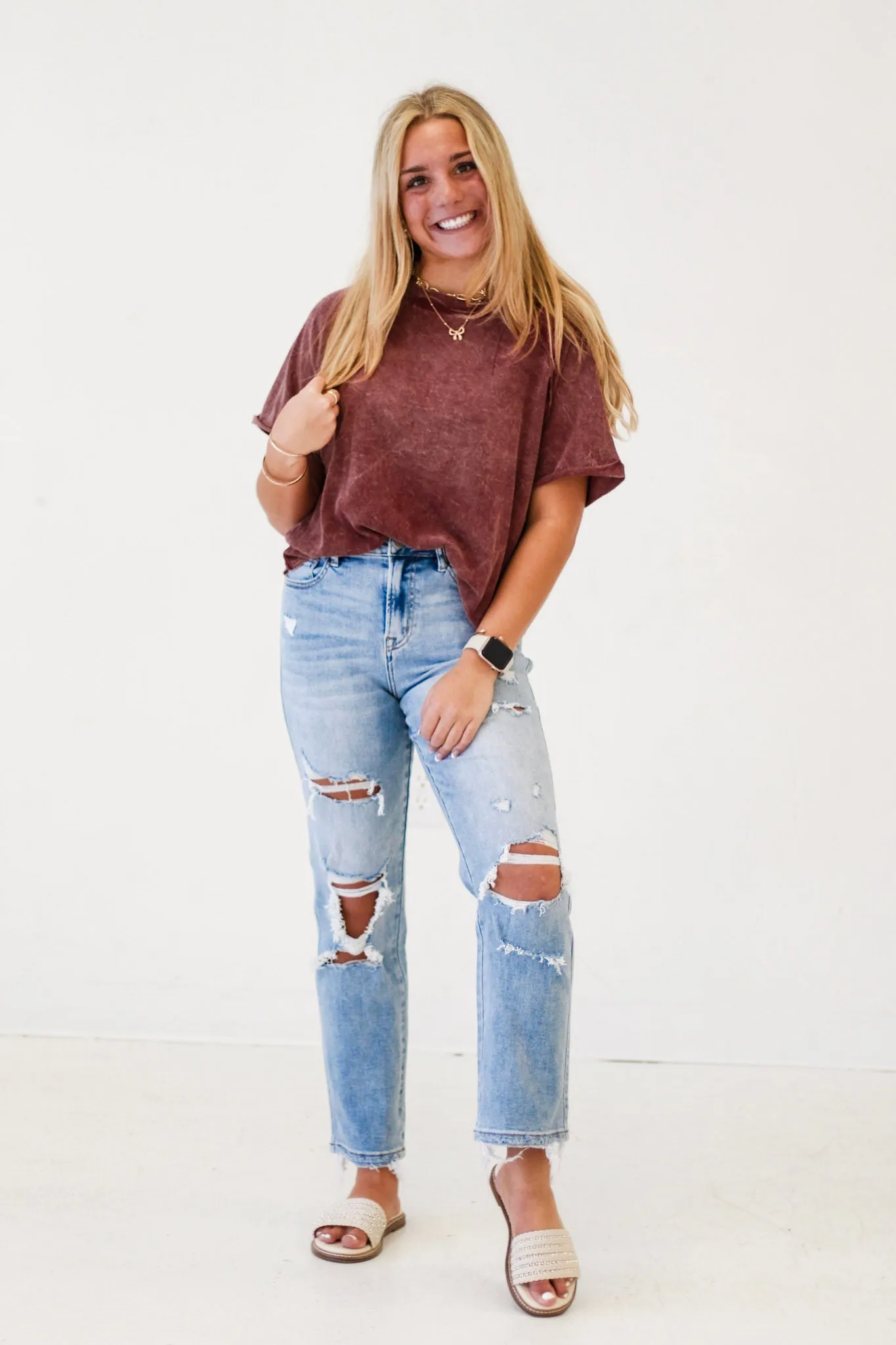 Casual Retro Tee in Cabernet