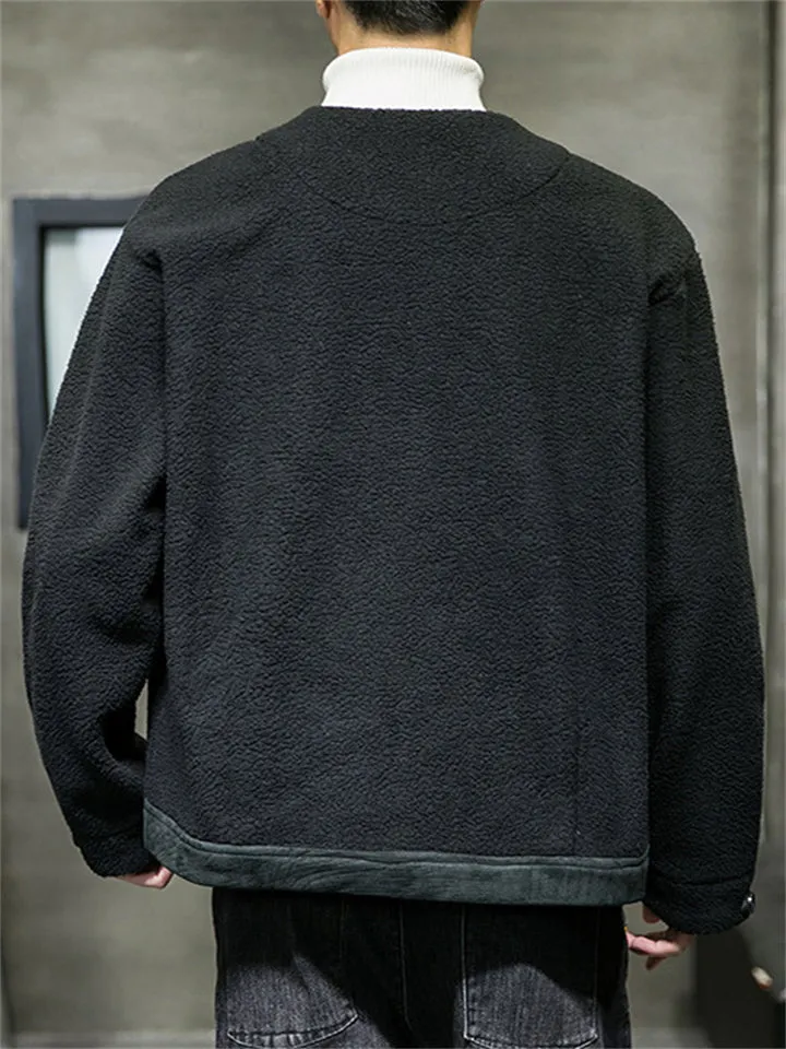 Casual V Neck Button Up Baseball Coat for Men