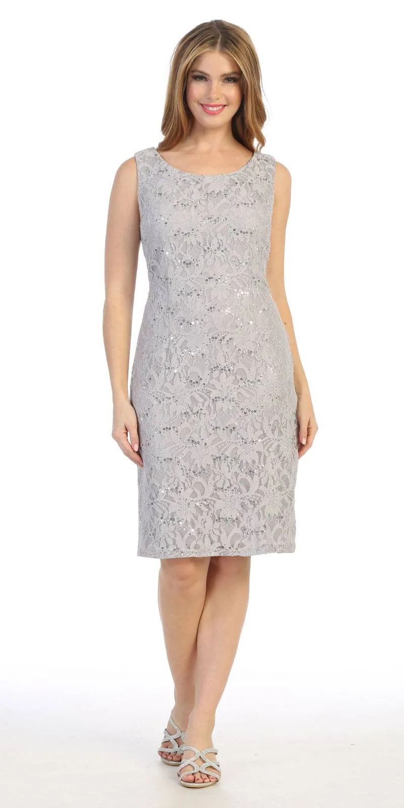 Celavie 6365 Short Lace Sleeveless Dress With Poncho Overlay