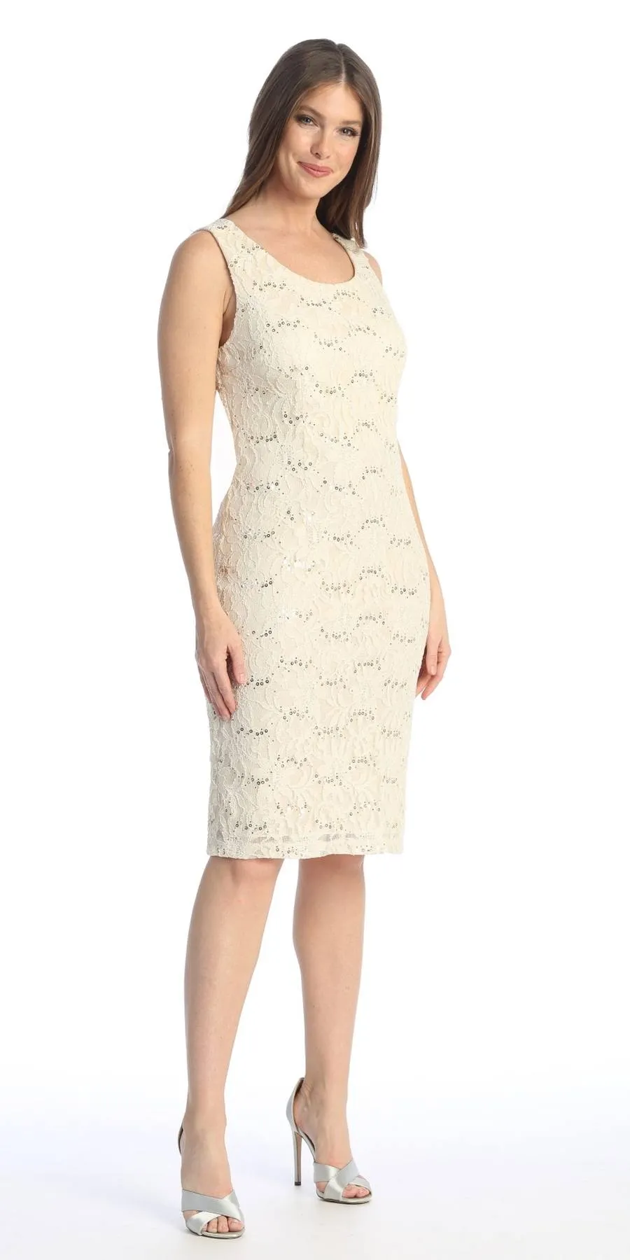 Celavie 6365 Short Lace Sleeveless Dress With Poncho Overlay