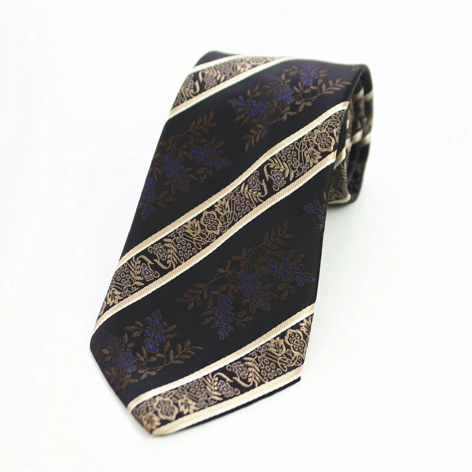 Celino Black Gold Paisley 100% Woven Silk Men's Tie Necktie Premium Turkey Made