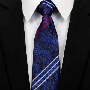 Celino Men's Neck Tie Premium European Made with Gift Box[Navy Blue Paisley]