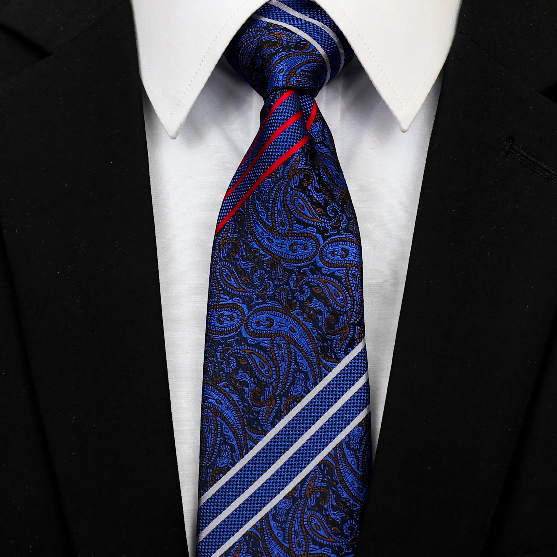Celino Men's Neck Tie Premium European Made with Gift Box[Navy Blue Paisley]