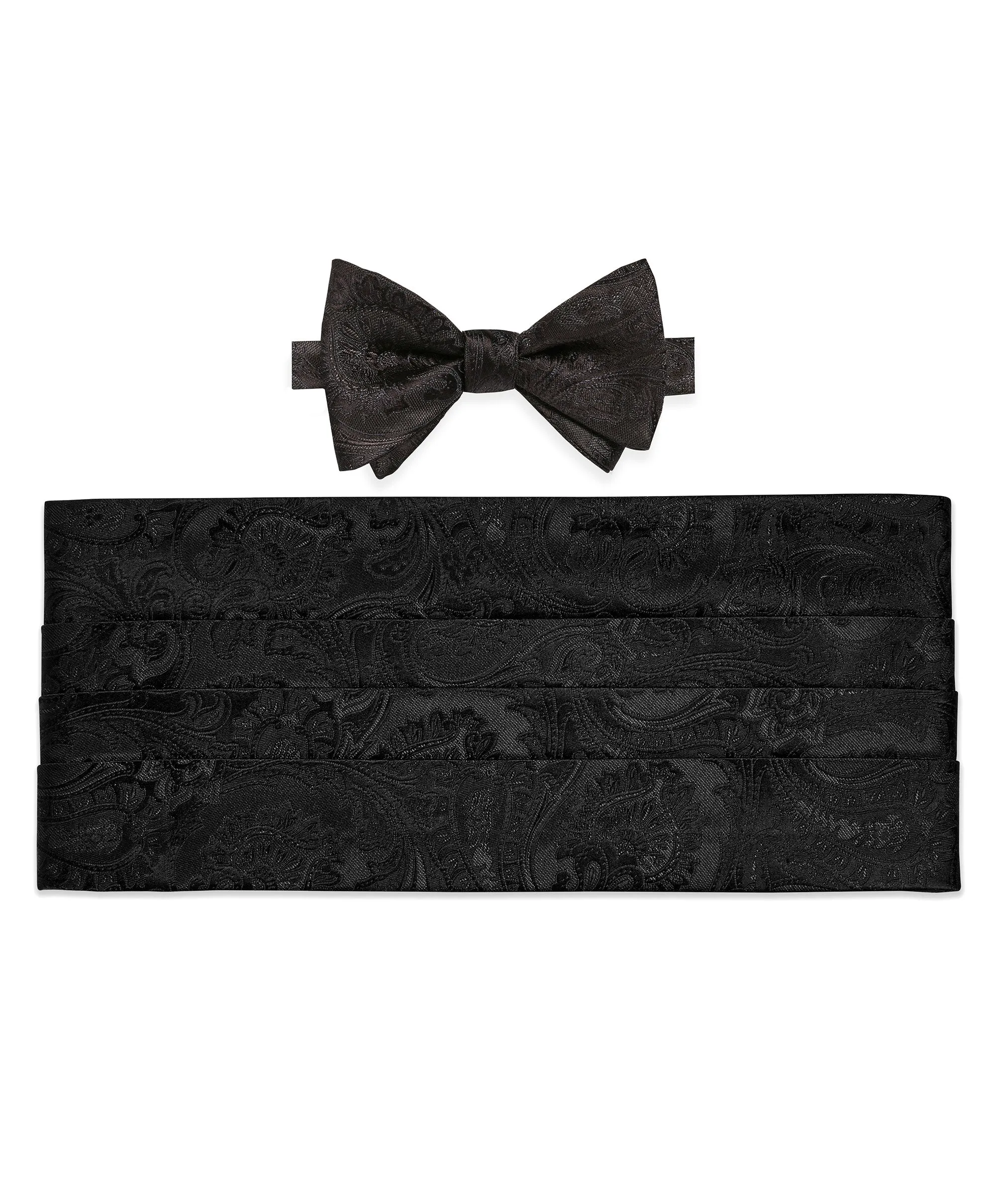 CH07587002 | Black Paisley Self-tie Bow Tie & Cummerbund Set