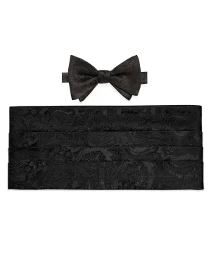 CH07587002 | Black Paisley Self-tie Bow Tie & Cummerbund Set