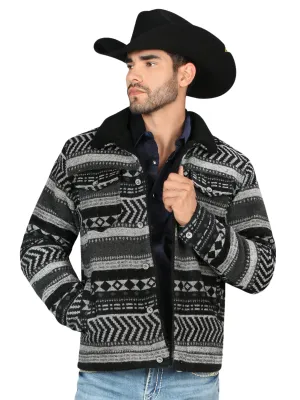 Chamarra Casual Termica de Forro Afelpado (Tipo Borrego) Estampada Aztec para Hombre 'Montero' - ID: 0898