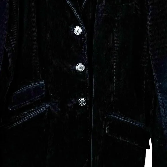 CHAPS Black Corduroy Classic Preppy Casual Slant Pocket Black Blazer Jacket