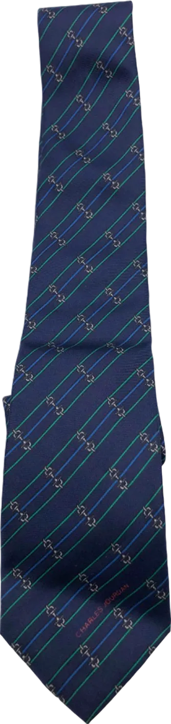 Charles Jourdan Navy Blue Striped Tie
