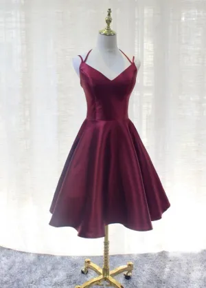 Charming Formal Dress, Straps Burgundy Satin High Quality Party Dress