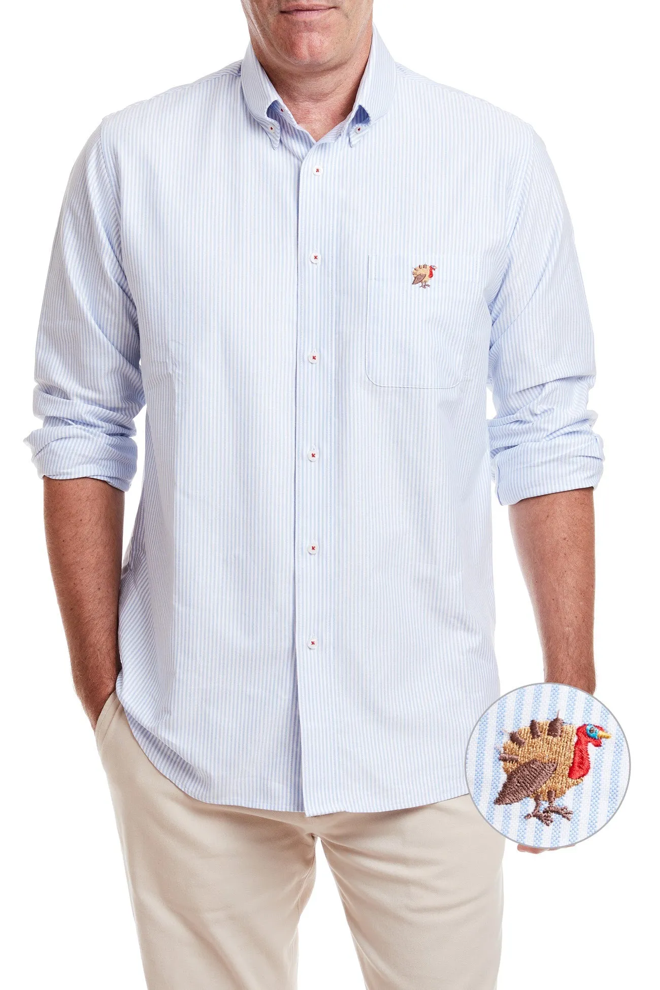 Chase Shirt Oxford Blue Stripe with Single Turkey