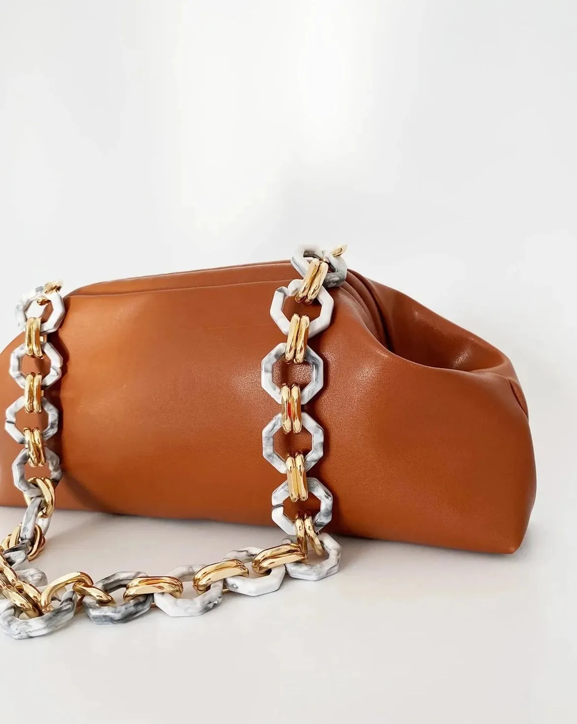 Chic Baguette Shoulder Bag with Chain Strap