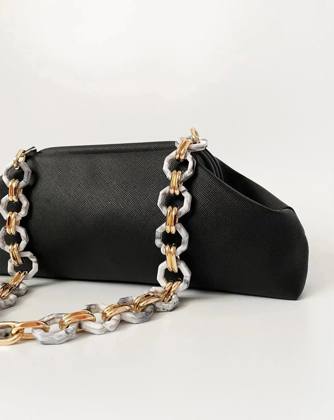 Chic Baguette Shoulder Bag with Chain Strap