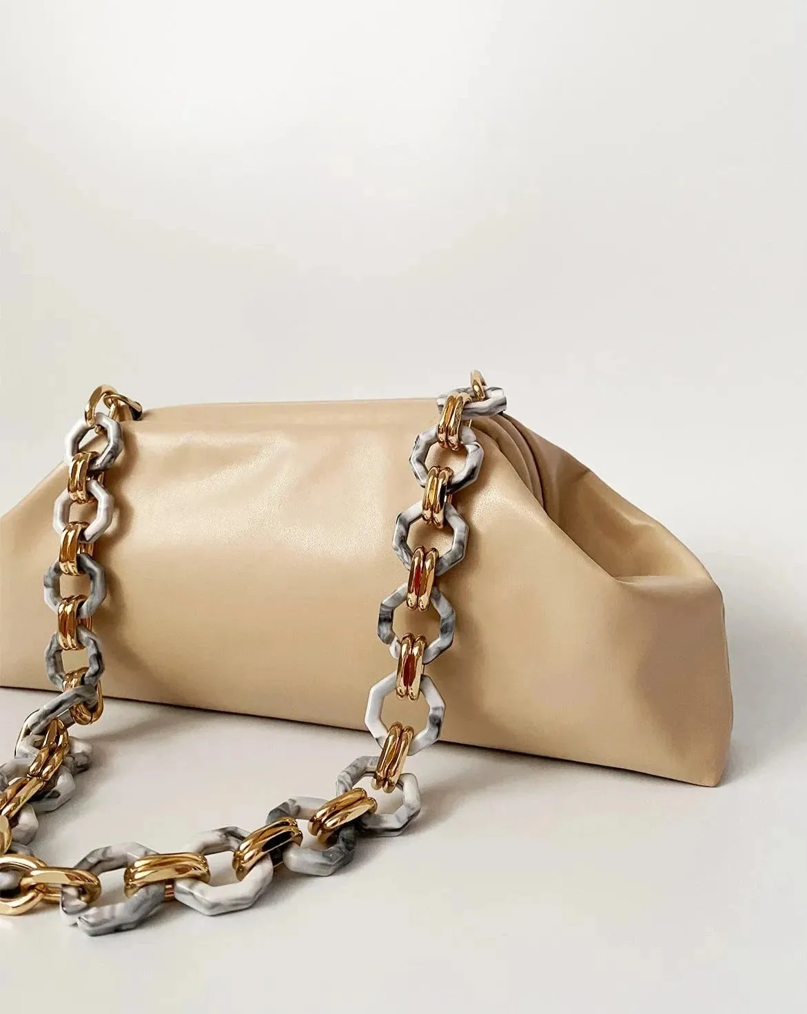 Chic Baguette Shoulder Bag with Chain Strap