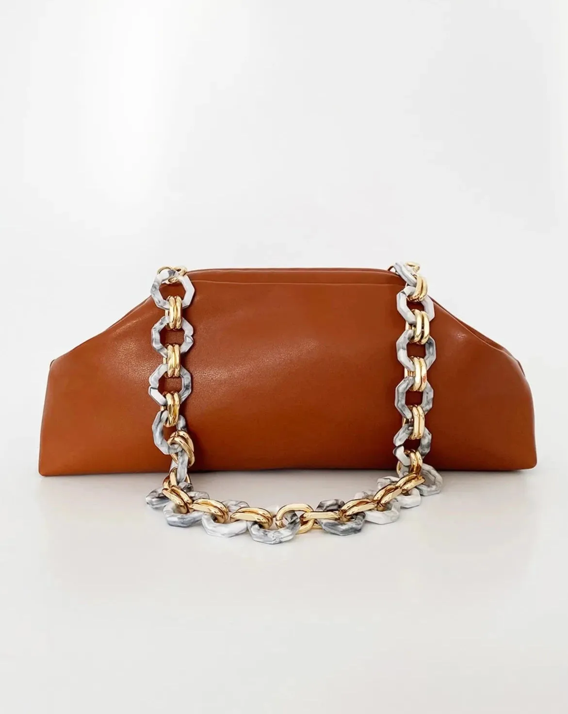 Chic Baguette Shoulder Bag with Chain Strap