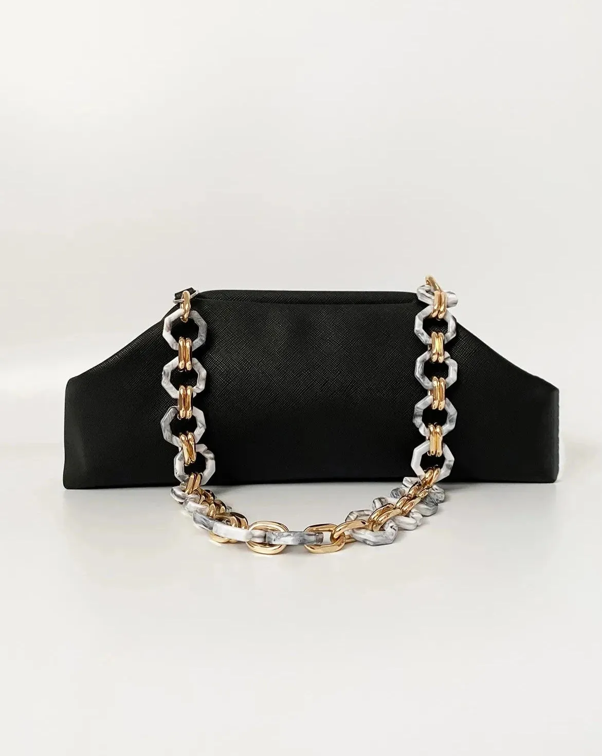 Chic Baguette Shoulder Bag with Chain Strap
